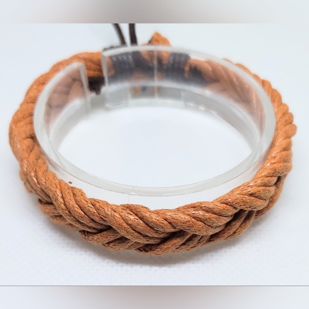 Men's Bracelet Leather Braided Brown New f79